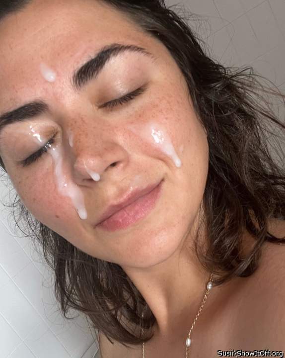 Ahhh. Your best view.  Cum covered face from sucking cock.  