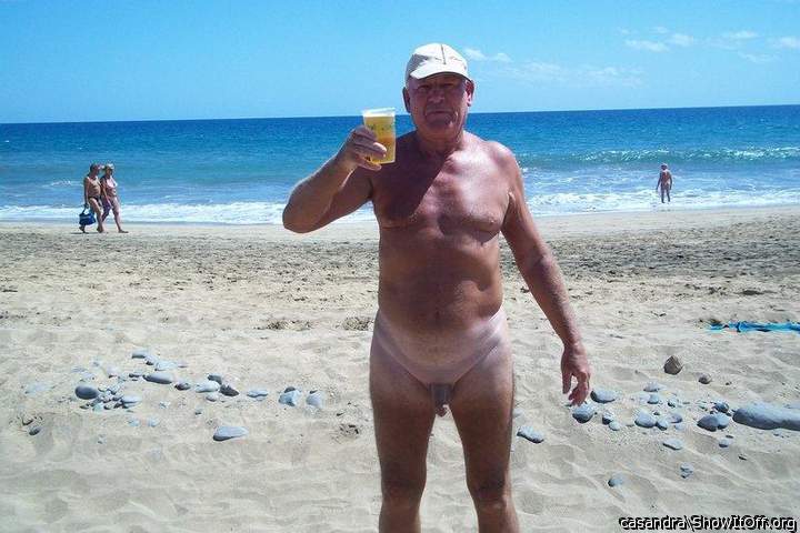 Naked -- hot sun -- cold beer