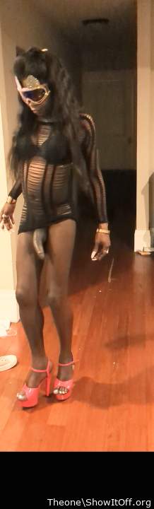 The CD wife showing her 9 inch big black cock
