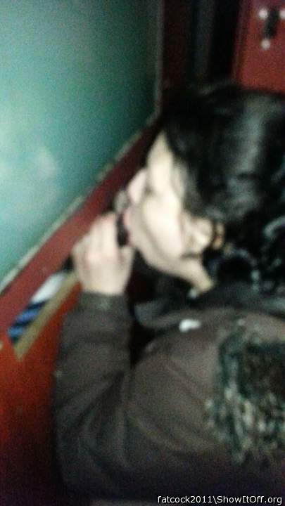 My wife GloryHole slut sucking that sweaty dick