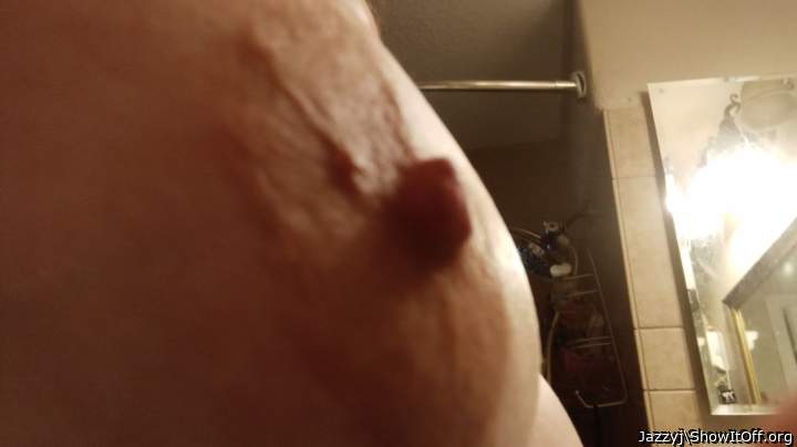 Love to squeeze your big tit and suck on that hard nipple.  