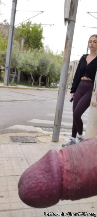 Public cock flash to this sexy gal!
