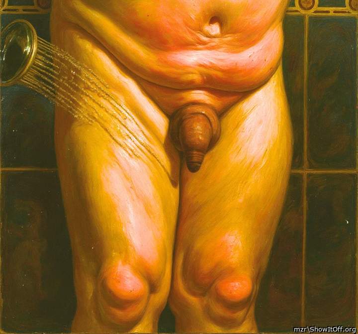 I wash my uncut cock and foreskin in the shower Art Style