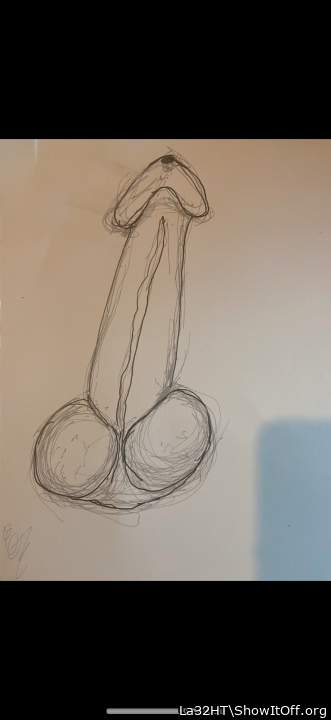 Traced drawing of my hard cock