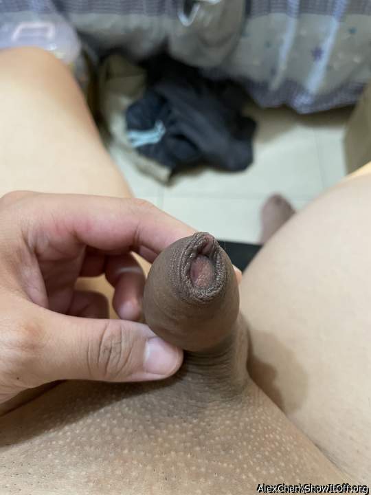 Love the head peeking out of the foreskin.