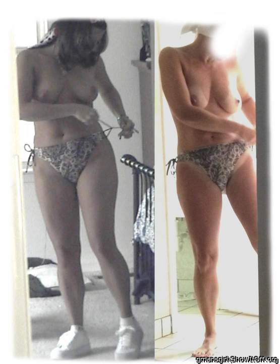Found old bikini ! 31 & 0 kids; 45 & 3 kids; not as good, but hanging in there!