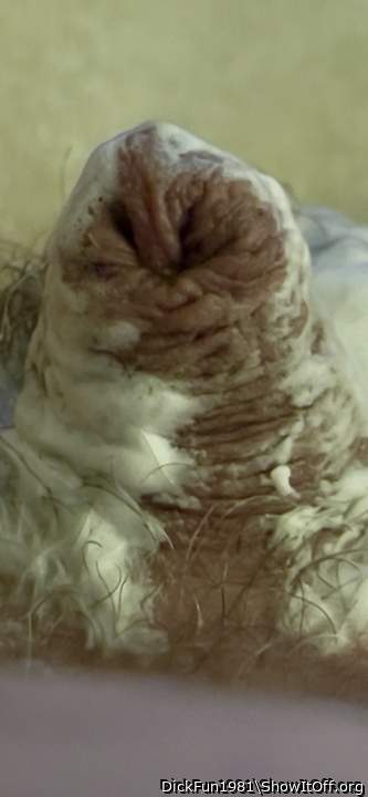 Covered in shaving cream