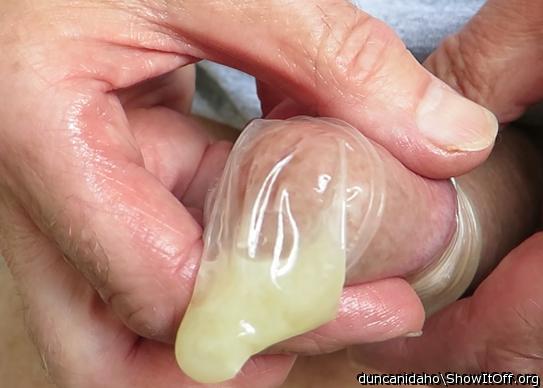 A cum-filled condom!