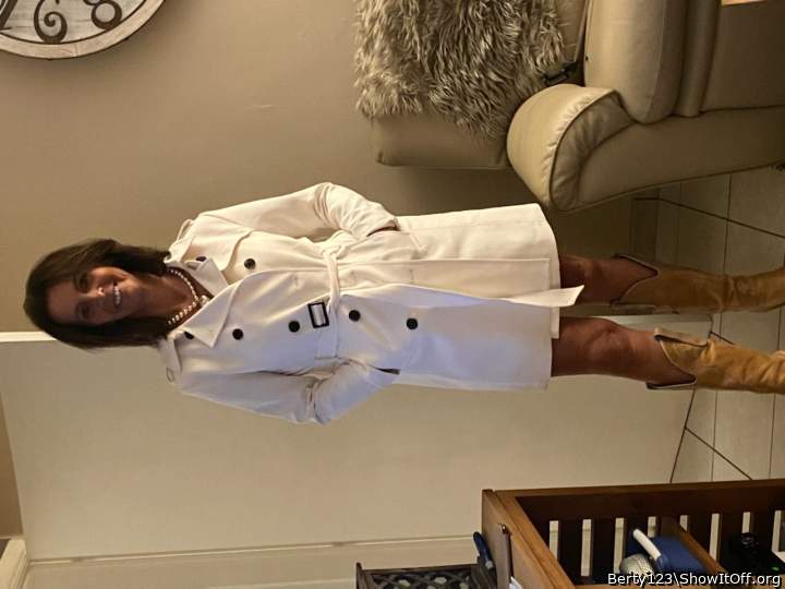 Great outfit.  Are you going or cuming?  Take off the coat a