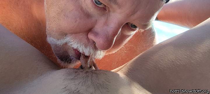 Now you see how much he loves to suck my clit out on the pool deck.