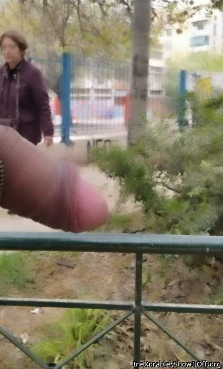After the ejaculation I let my soft cock out and this old lady take a look