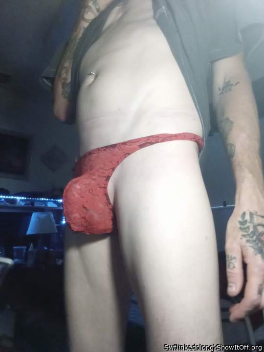 Digging my new lace thong bulge