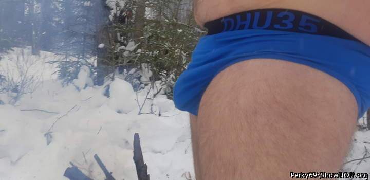 Winter naked hiking