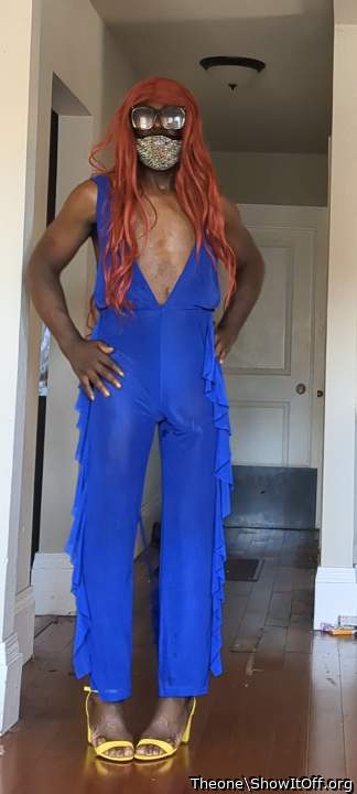 This CD loves to dress to impress in my blue see threw dick on display