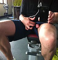 peeking out at the gym